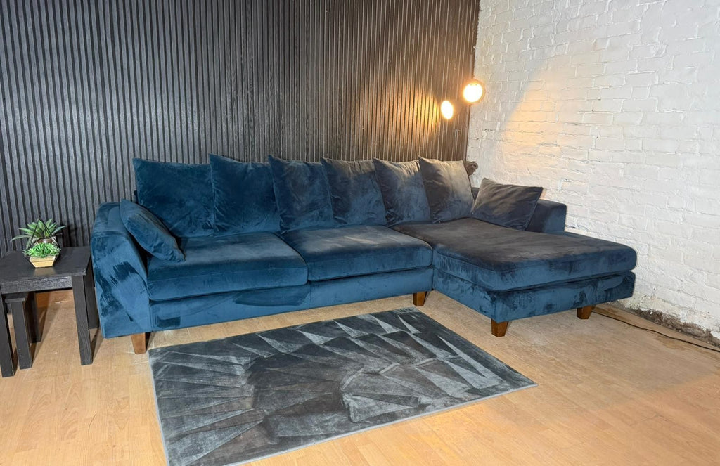 New Stock! HIGH STREET BRAND DFS Navy Plush Chaise Sofa