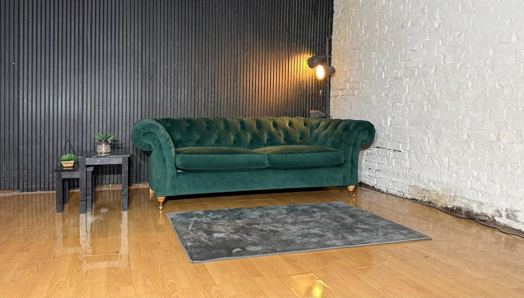 NEXT Gosford Chesterfield Style 3 Seater Sofa – Green Plush Velvet
