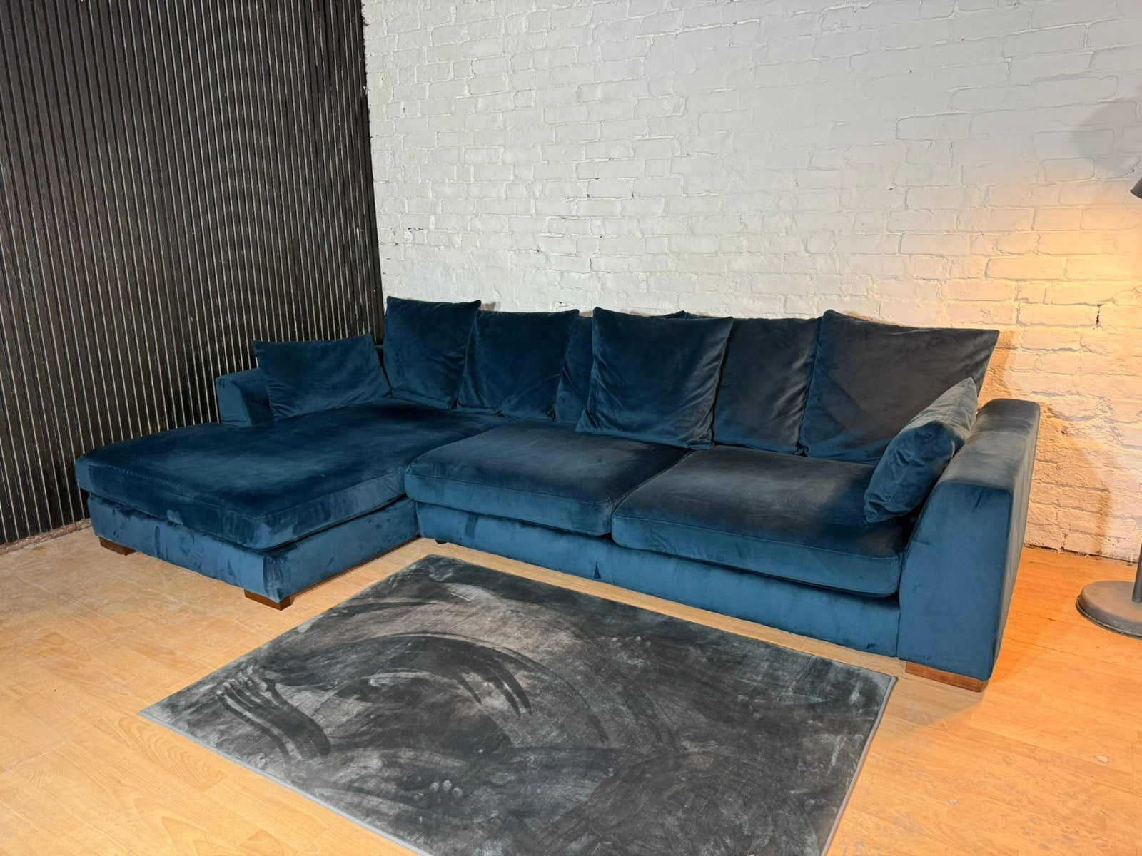 DFS Navy Plush Corner Sofa — RRP £1,599