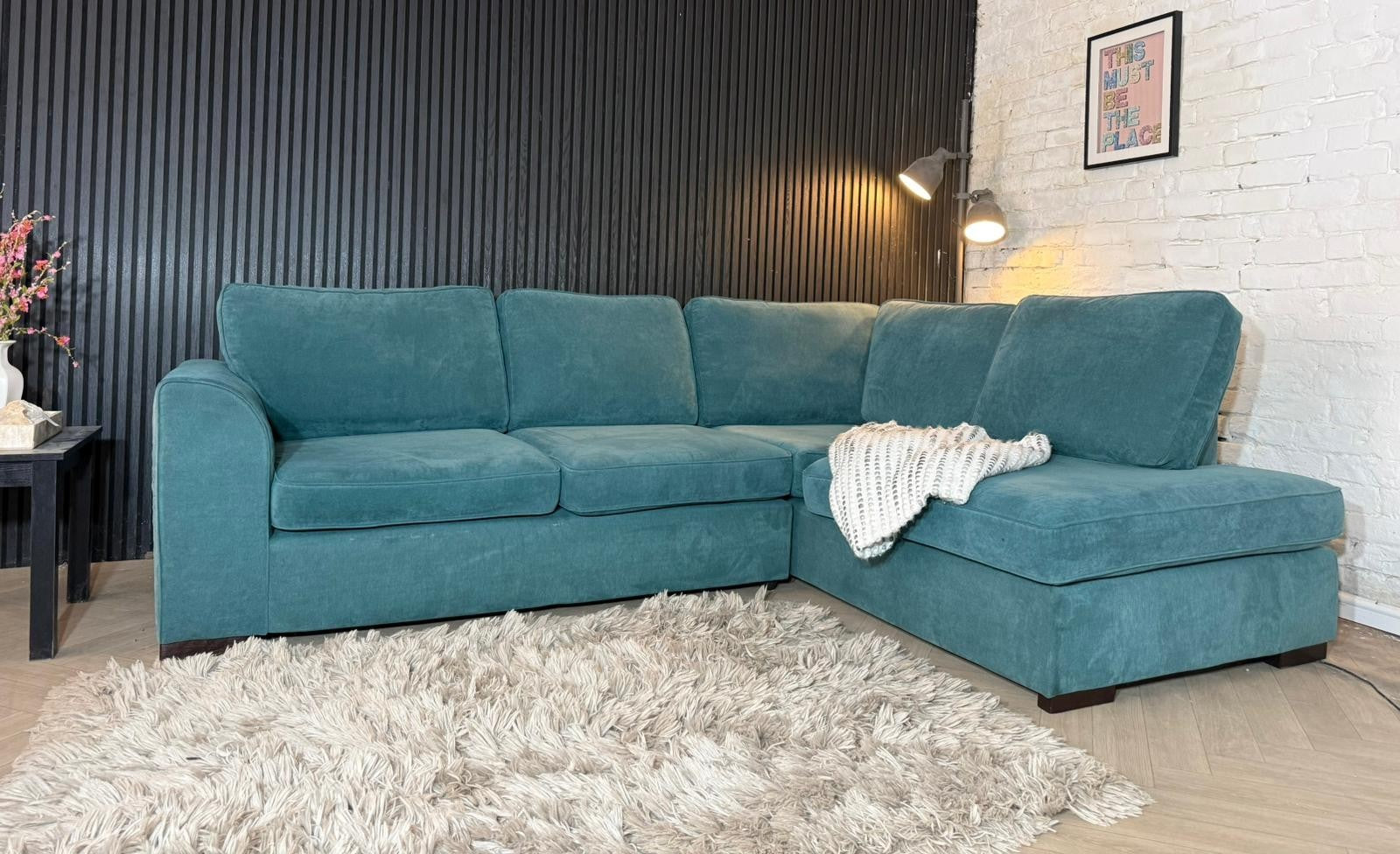 DFS Orka Teal Corner Sofa – 260 x 190cm – Immaculate Condition