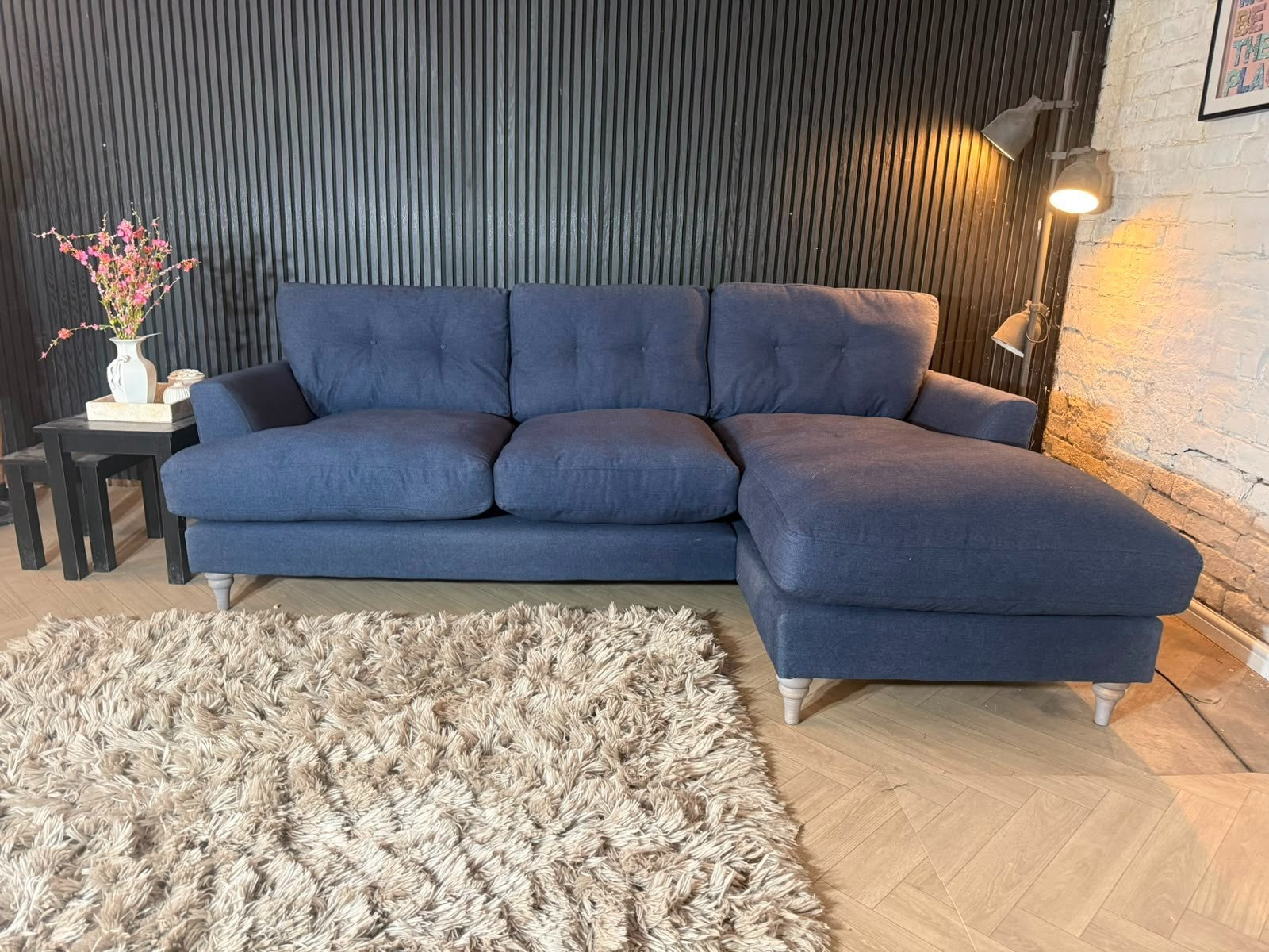 DFS Pattersdale Navy Chaise Sofa | RRP £1,999 | 250 x 165cm