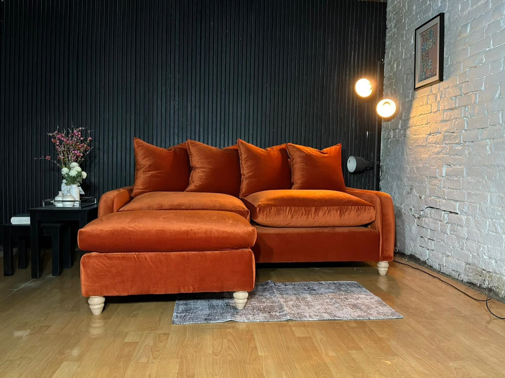 Loaf Floppy Jo 3-Seater Sofa with Matching Footstool – Burnt Orange