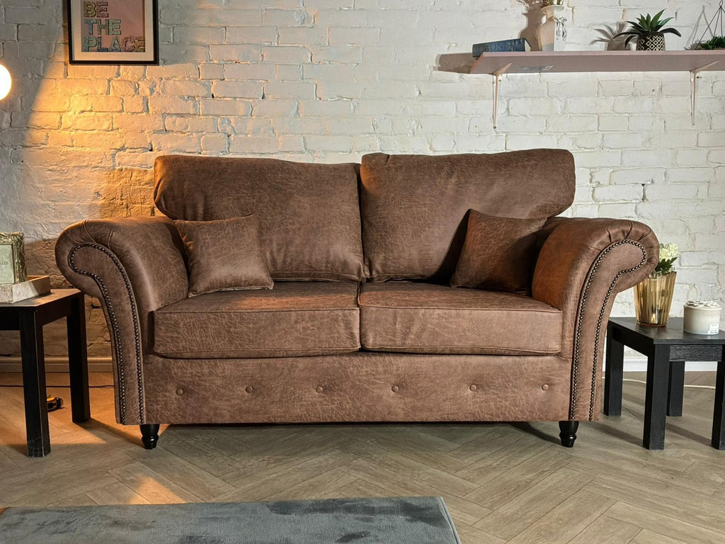Brand New Tan Leather Chesterfield 3 + 2 Sofa Set – SCS