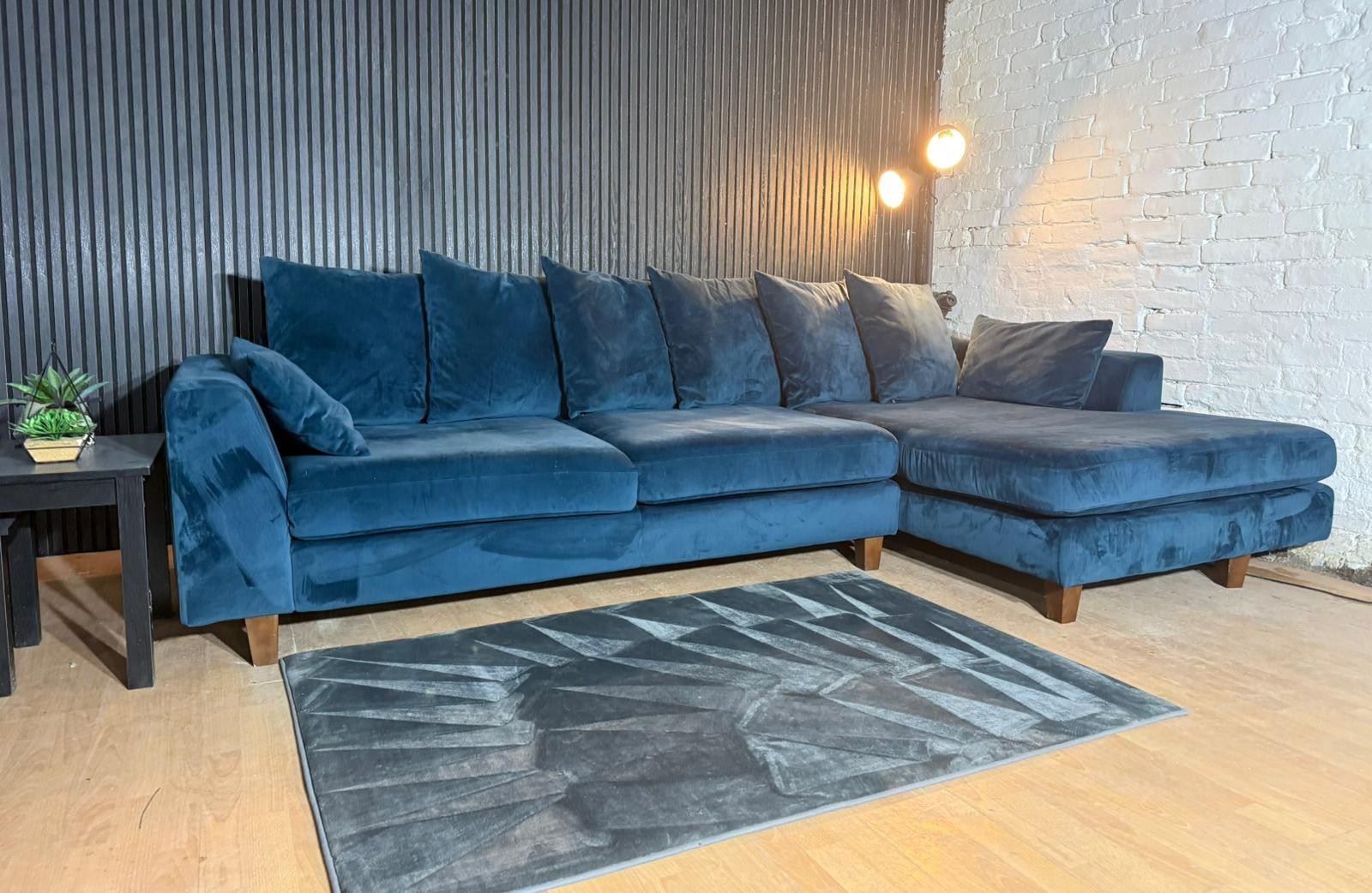 New Stock! HIGH STREET BRAND DFS Navy Plush Chaise Sofa