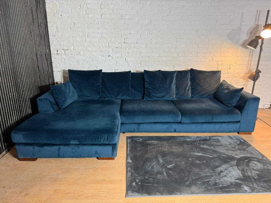 DFS Navy Plush Corner Sofa — RRP £1,599