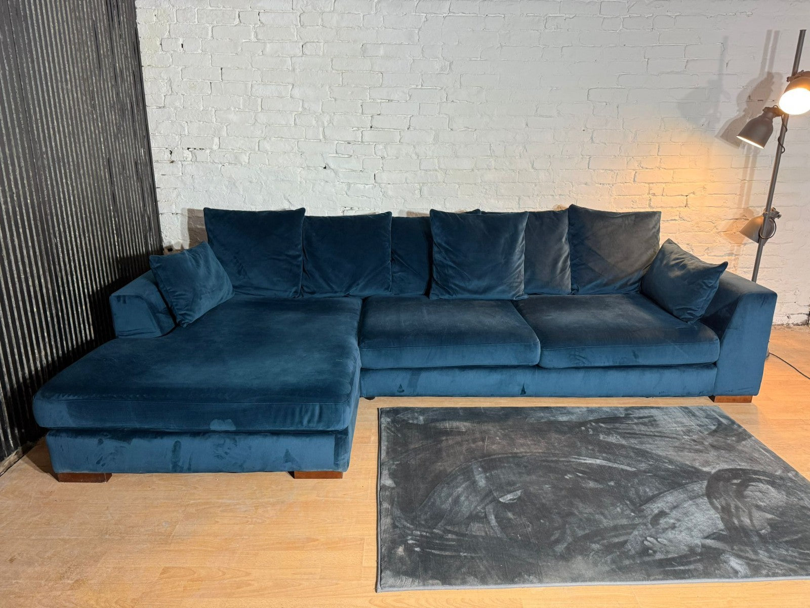 DFS Navy Plush Corner Sofa — RRP £1,599