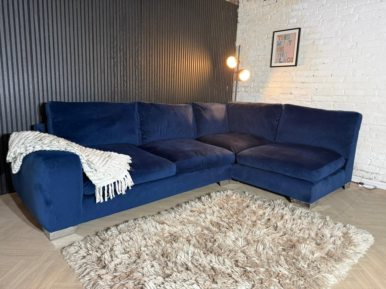 HIGH STREET BRAND NEXT Deep Sit Navy Blue Corner Sofa — RRP £2499