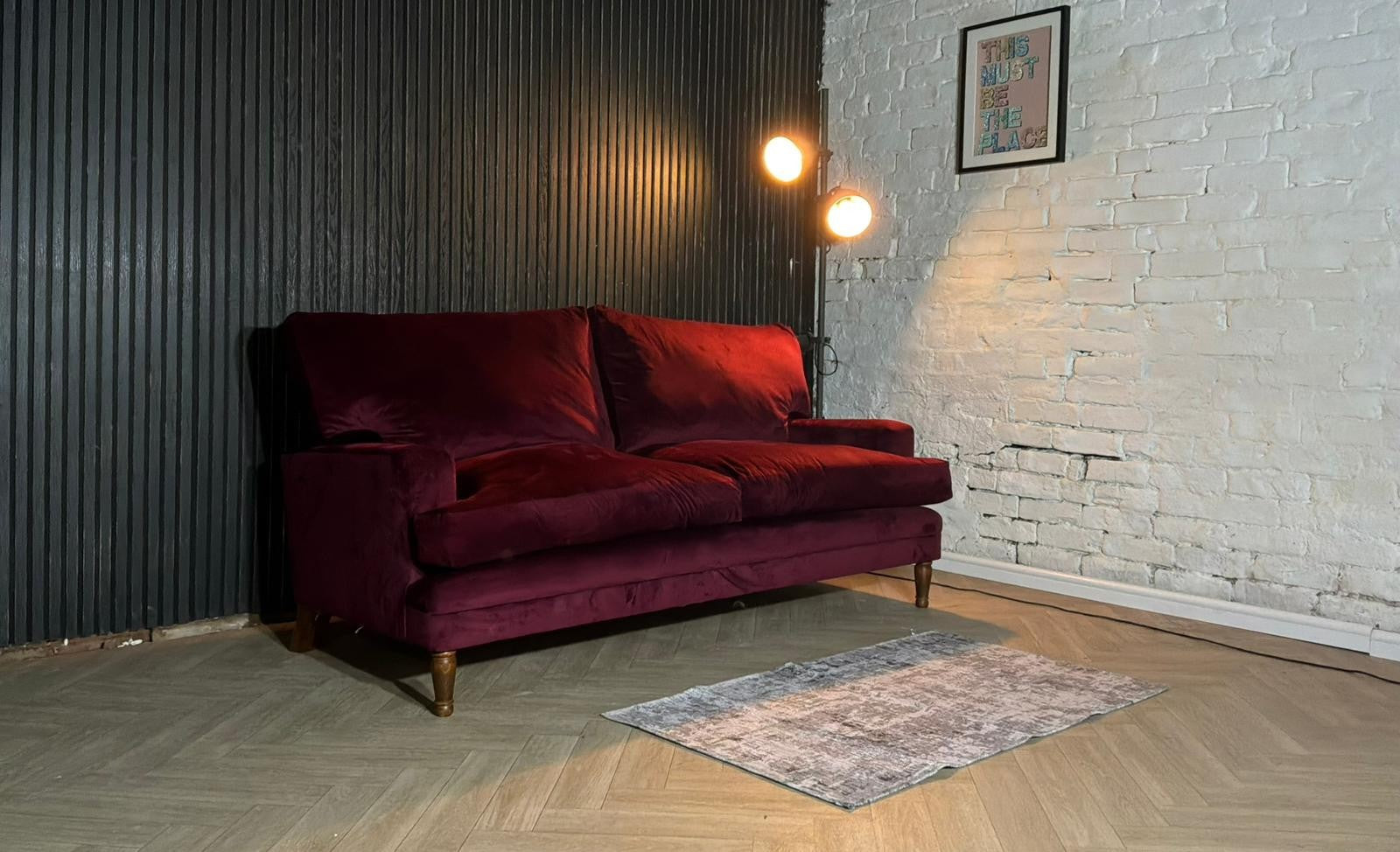 John Lewis 3-Seater Sofa – Red Velvet – RRP £1,199