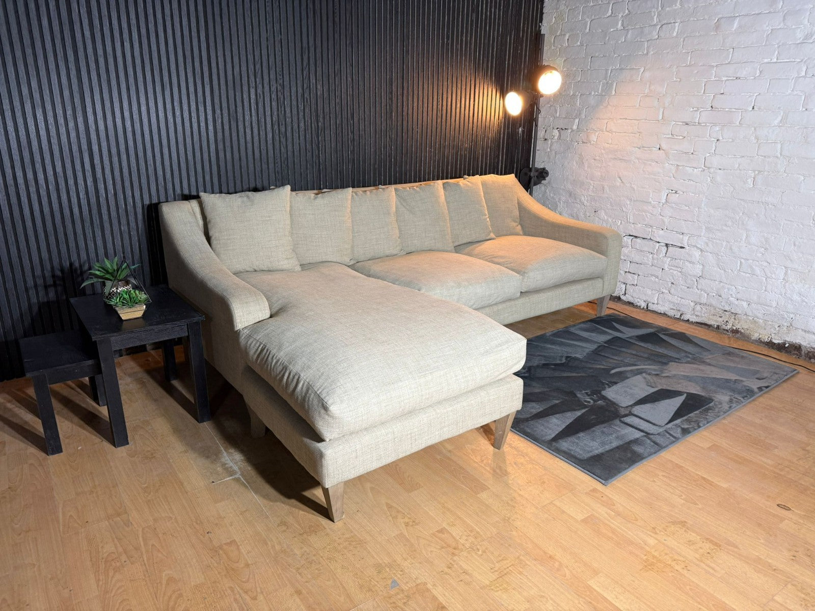New stock! Beautiful LOAF Oscar chaise sofa upholstered in the popular Oat