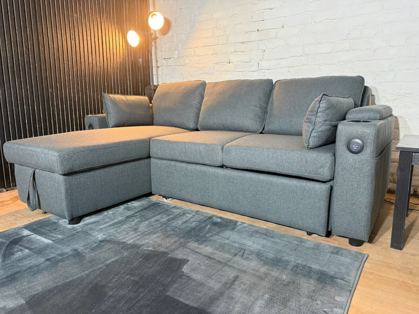 Brand New Sofa Bed with Storage & Charging Ports – 210 × 145