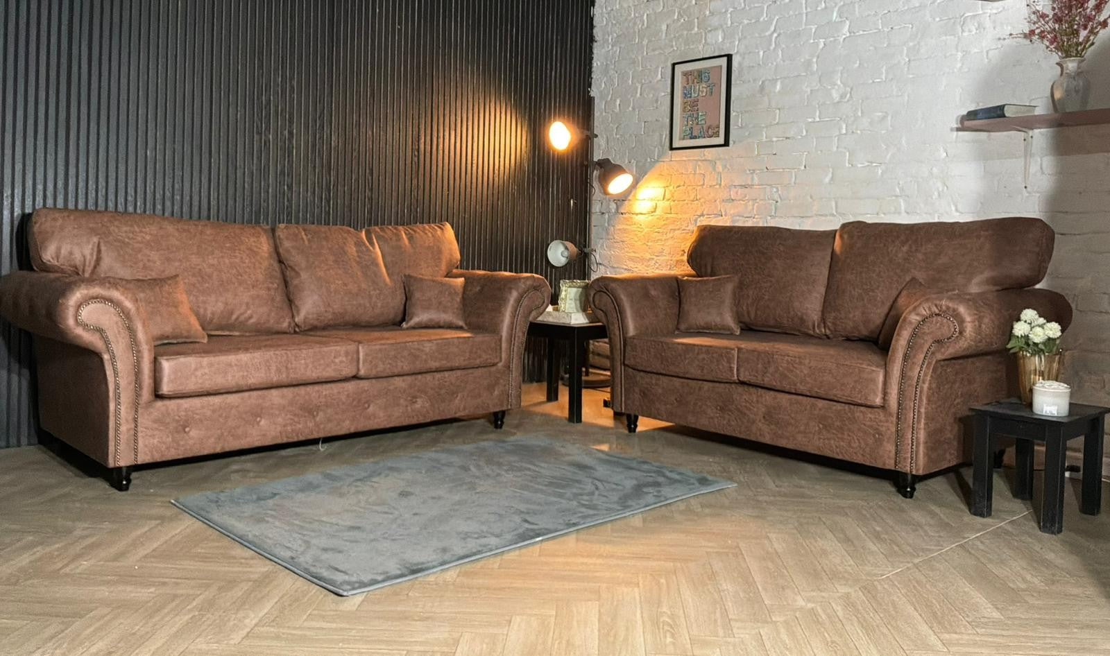 Brand New Tan Leather Chesterfield 3 + 2 Sofa Set – SCS