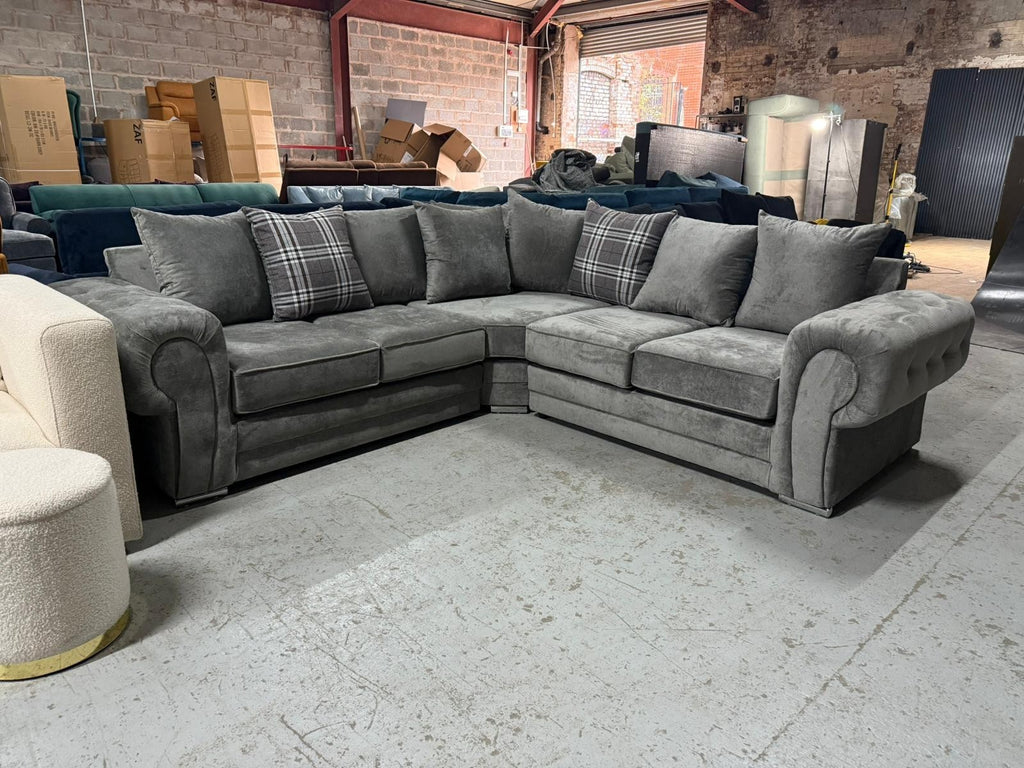 Grey Verona Scatterback Corner Sofa – Brand New
