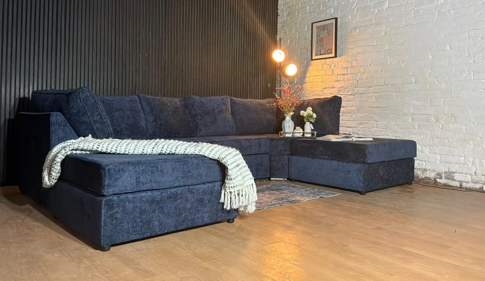 Luxury Navy U-Shape Corner Sofa
