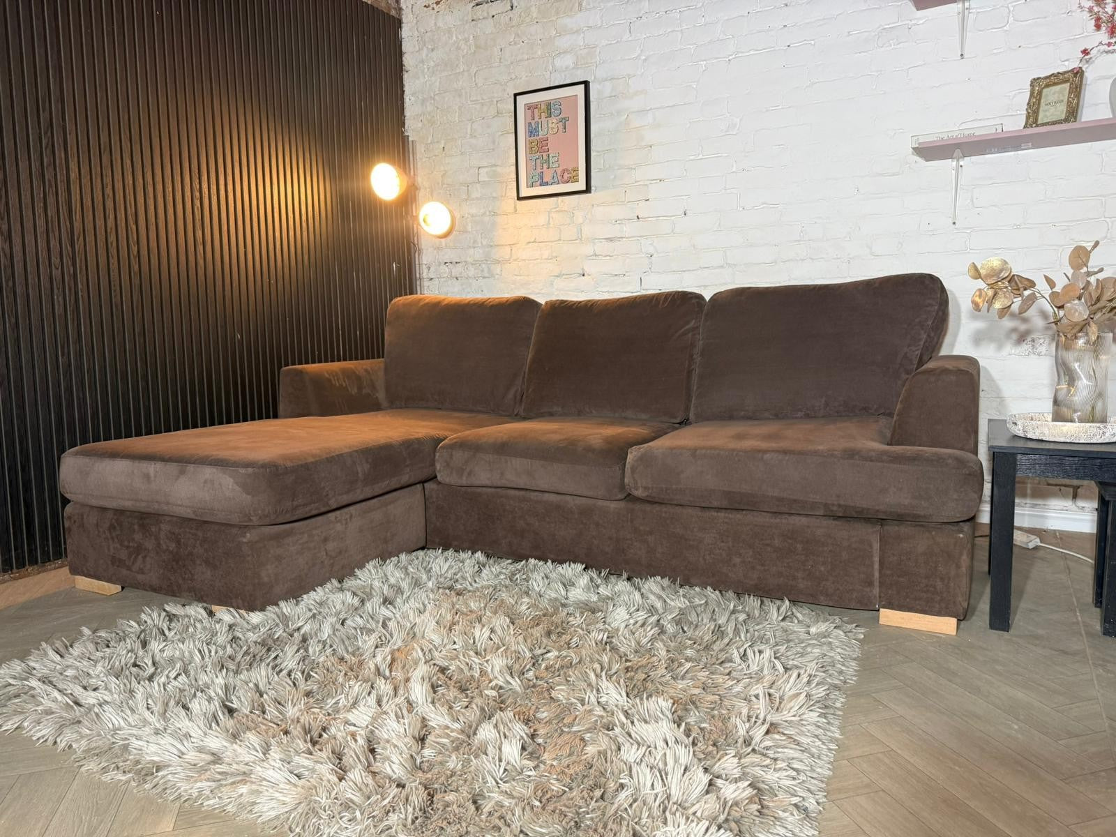 Stunning DFS Freya Corner Sofa in a gorgeous mocha/chocolate brown fabric 😍