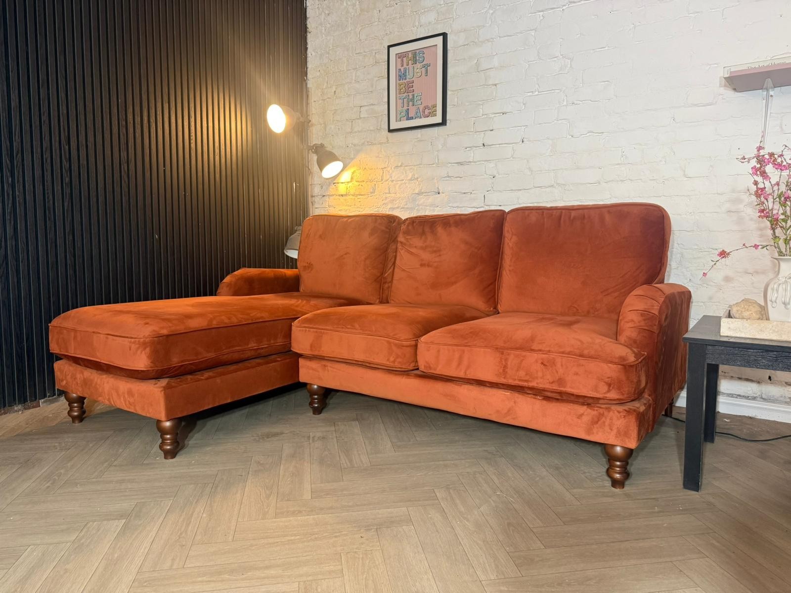 Dunelm Mid-Century Burnt Orange Corner Sofa – RRP £1,499
