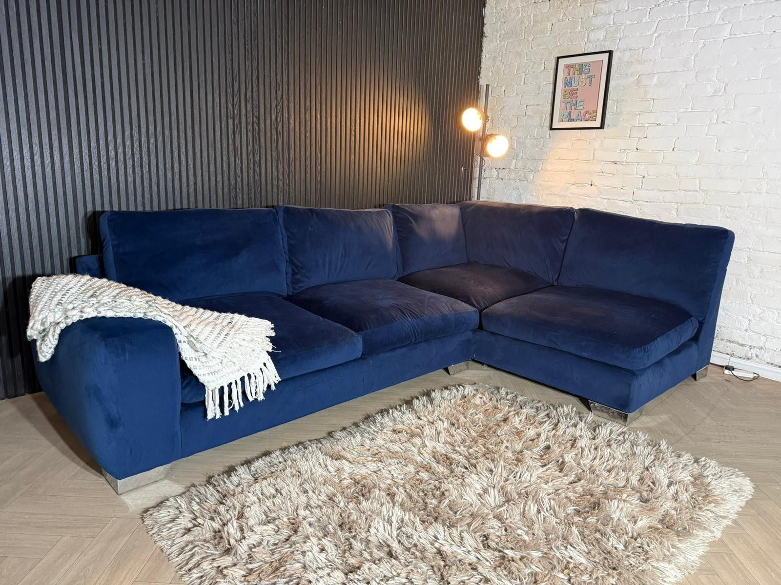 HIGH STREET BRAND NEXT Deep Sit Navy Blue Corner Sofa — RRP £2499