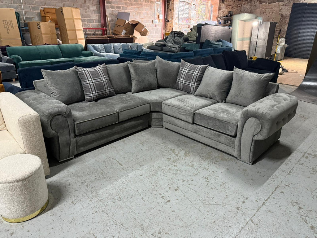 Grey Verona Scatterback Corner Sofa – Brand New