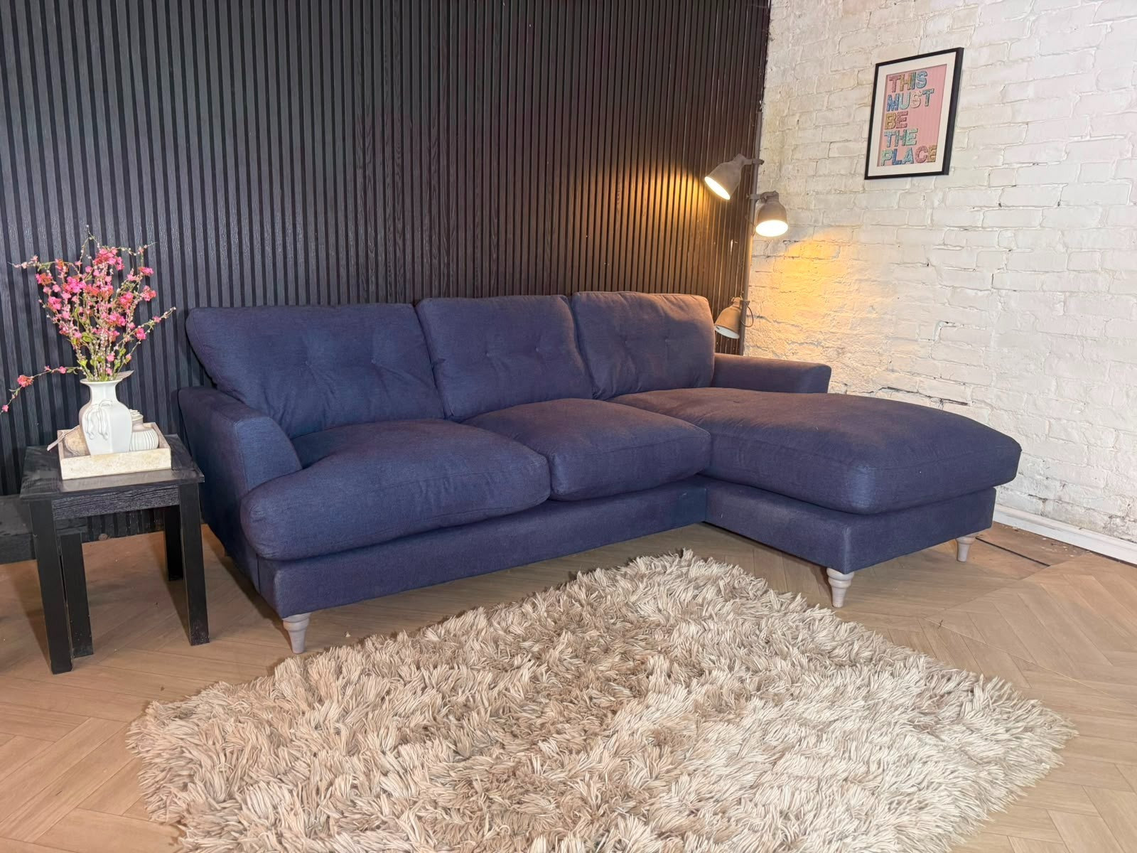 DFS Pattersdale Navy Chaise Sofa | RRP £1,999 | 250 x 165cm