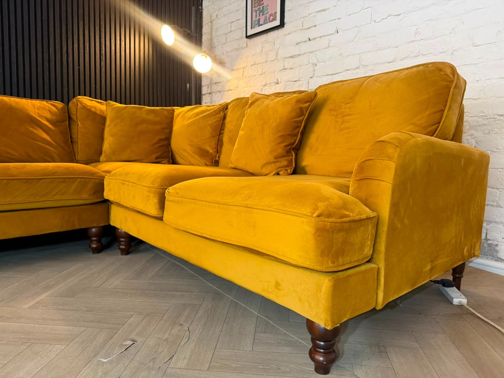 Furniture Village Mid-Century Yellow Corner Sofa | RRP £2,499 | 240 x 240cm