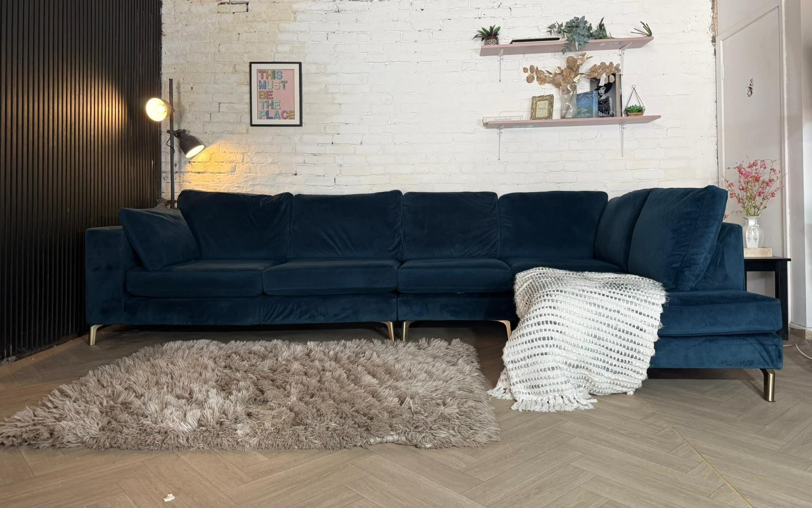 DFS Darcy Navy Plush Corner Sofa – RRP £2,000