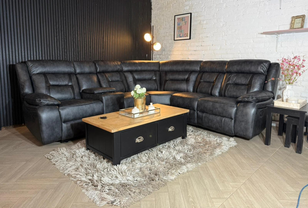 🔥 SCS Black Leather Electric Corner Recliner Sofa 🔥