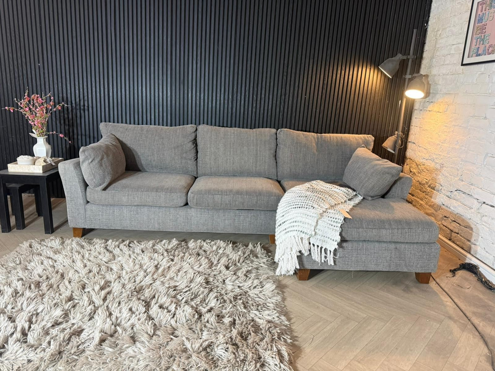 Next Dark Grey Corner Sofa – 260 x 145cm – Excellent Condition