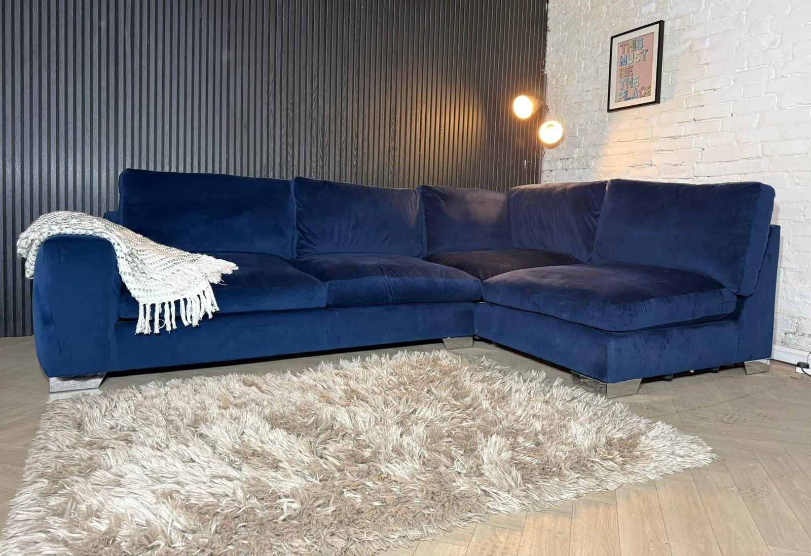 HIGH STREET BRAND NEXT Deep Sit Navy Blue Corner Sofa — RRP £2499