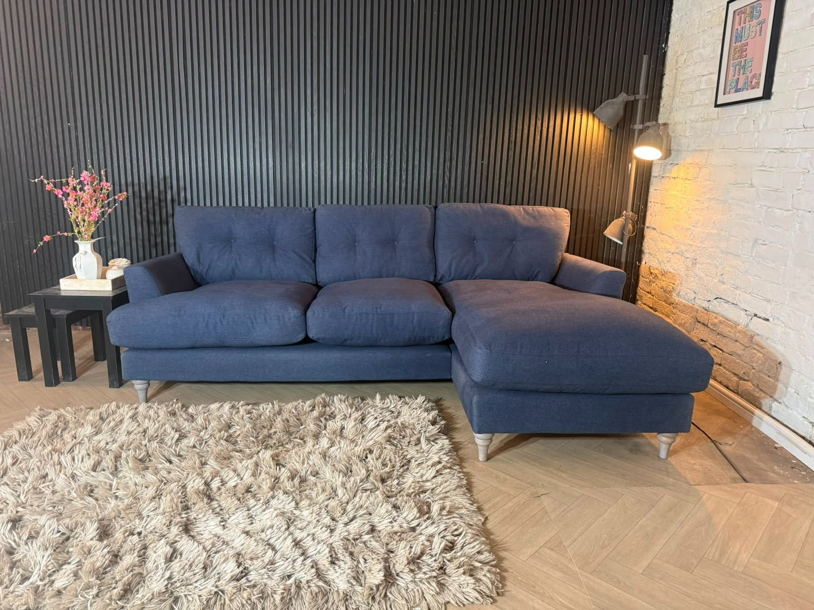 DFS Pattersdale Navy Chaise Sofa | RRP £1,999 | 250 x 165cm