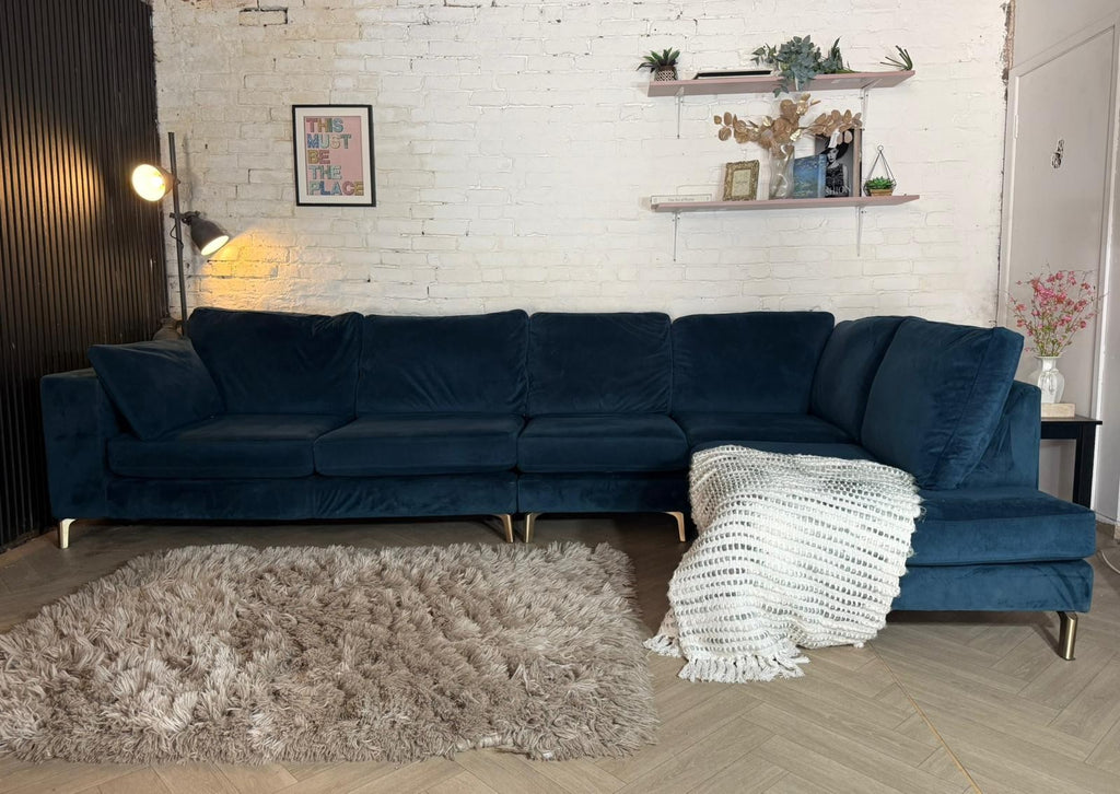 DFS Darcy Navy Plush Corner Sofa – RRP £2,000