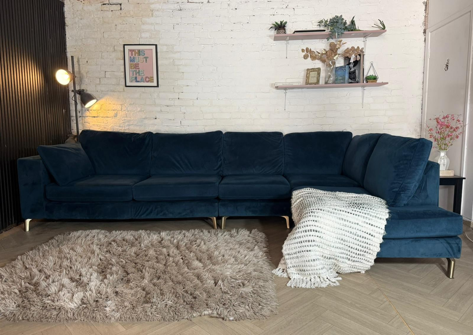 DFS Darcy Navy Plush Corner Sofa – RRP £2,000