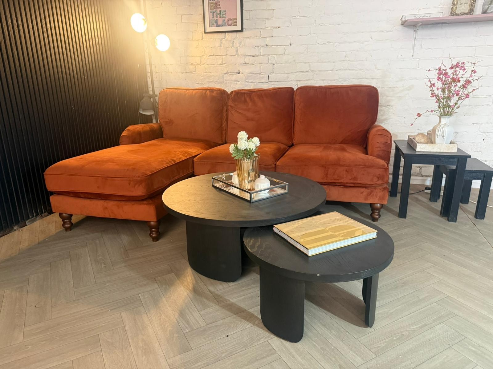 Dunelm Mid-Century Burnt Orange Corner Sofa – RRP £1,499