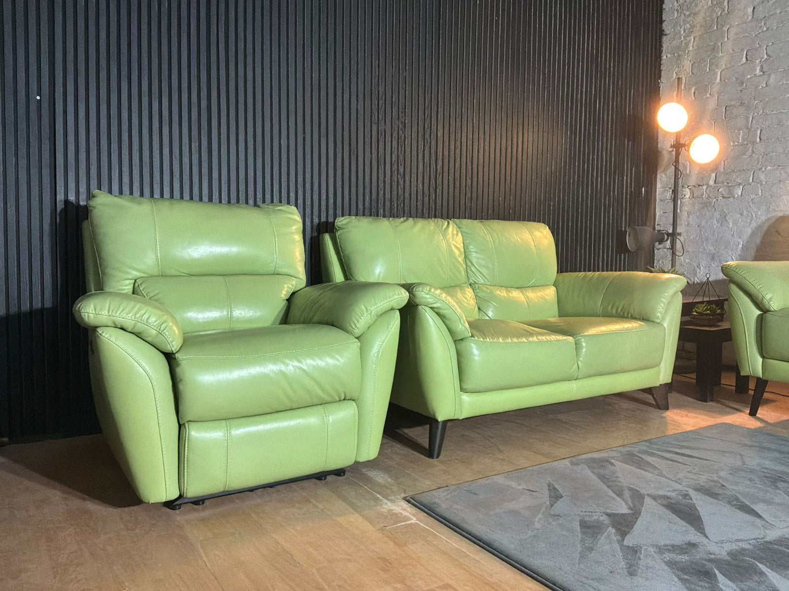 DFS Hardy 2 + 2 Sofa Set with Electric Recliner Armchair – Lime Green