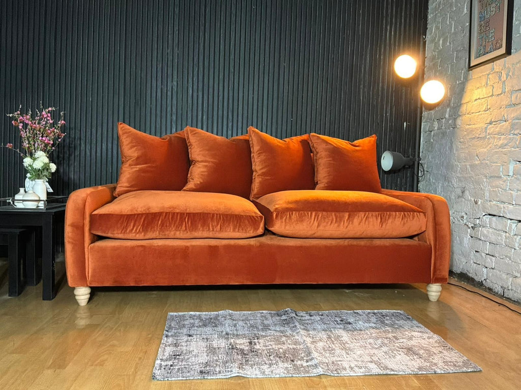 Loaf Floppy Jo 3-Seater Sofa with Matching Footstool – Burnt Orange
