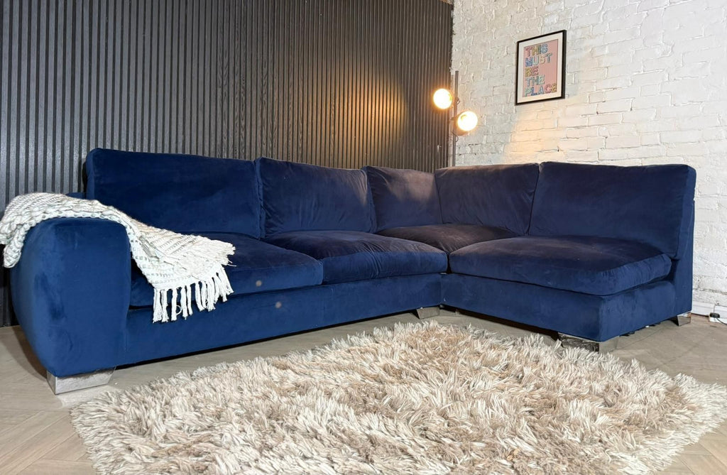 HIGH STREET BRAND NEXT Deep Sit Navy Blue Corner Sofa — RRP £2499