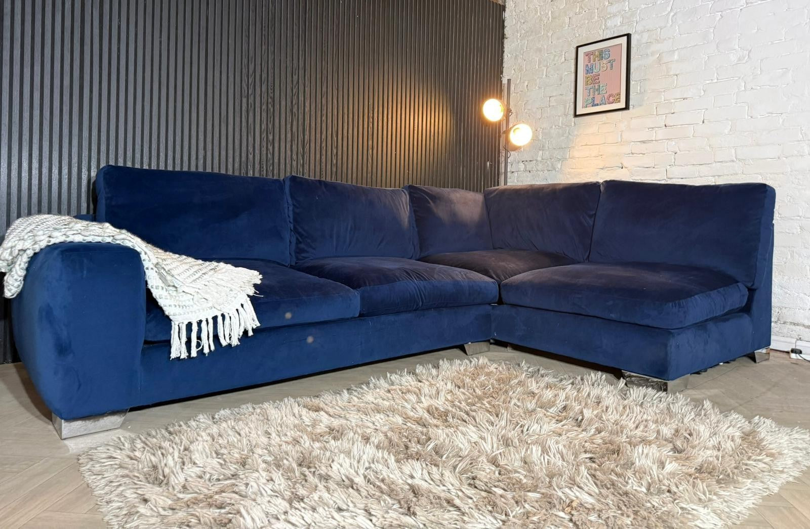 HIGH STREET BRAND NEXT Deep Sit Navy Blue Corner Sofa — RRP £2499