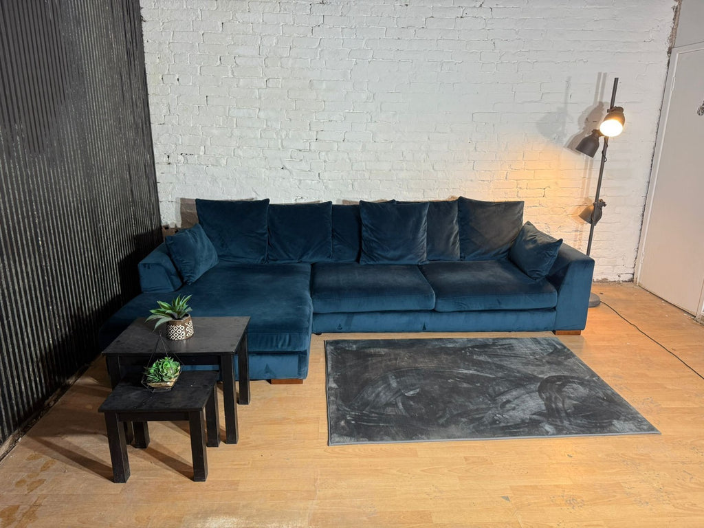 DFS Navy Plush Corner Sofa — RRP £1,599