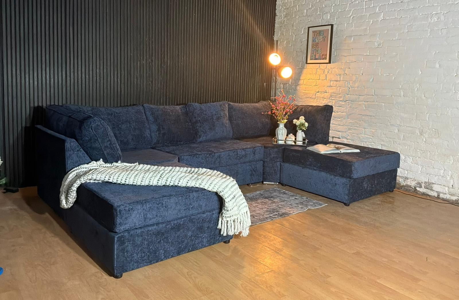 Luxury Navy U-Shape Corner Sofa
