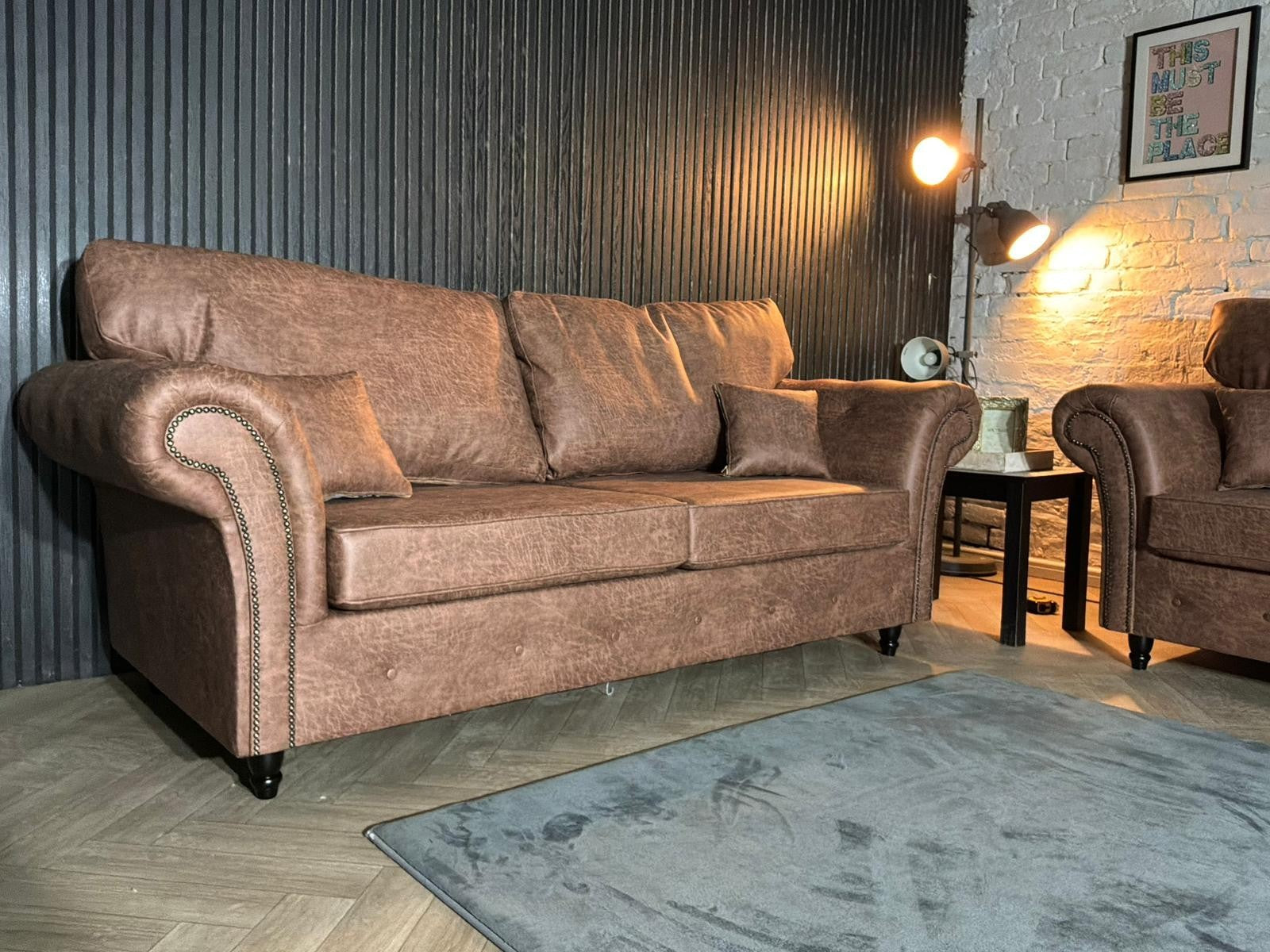 Brand New Tan Leather Chesterfield 3 + 2 Sofa Set – SCS
