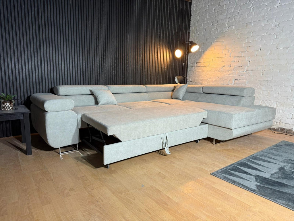 New Stock! MODERN CORNER SOFA BRAND NEW Light Grey Corner Sofa Bed with Storage