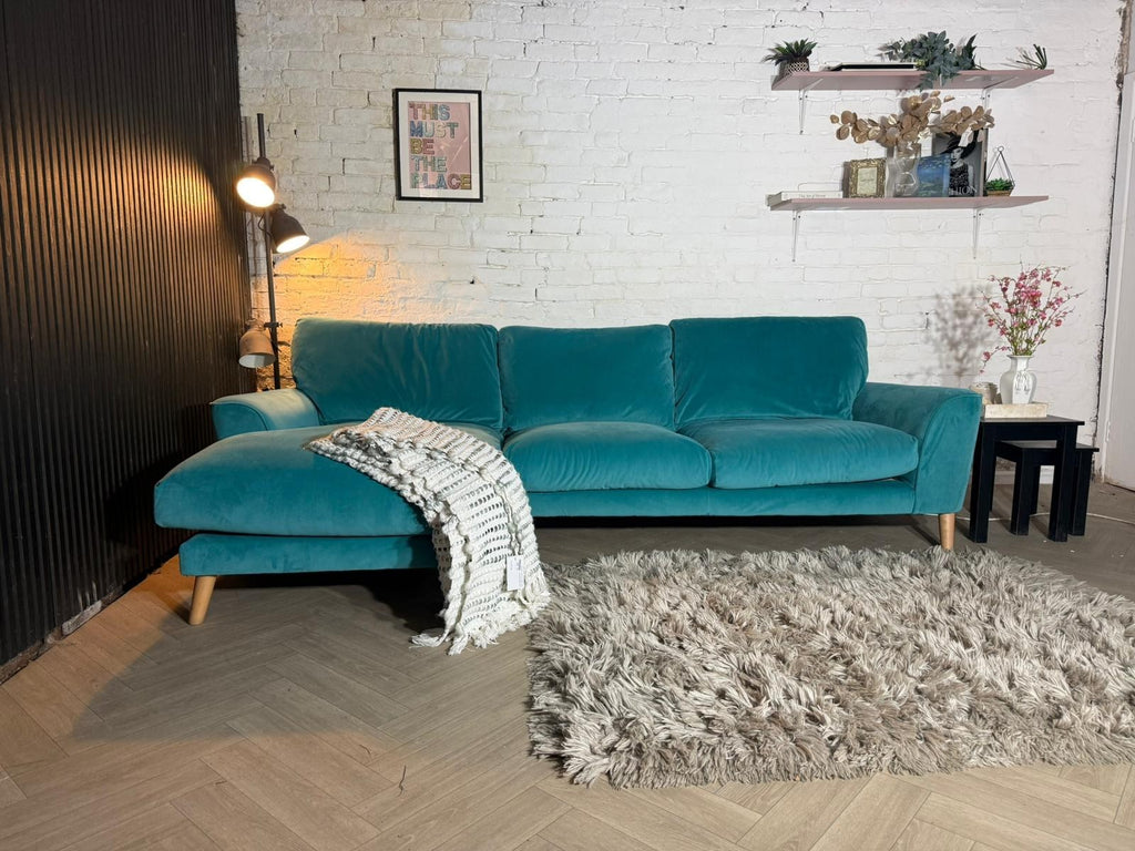 Next Palermo Relaxed Sit Corner Sofa – Teal | 270cm x 150cm | RRP £1,775 | Our P