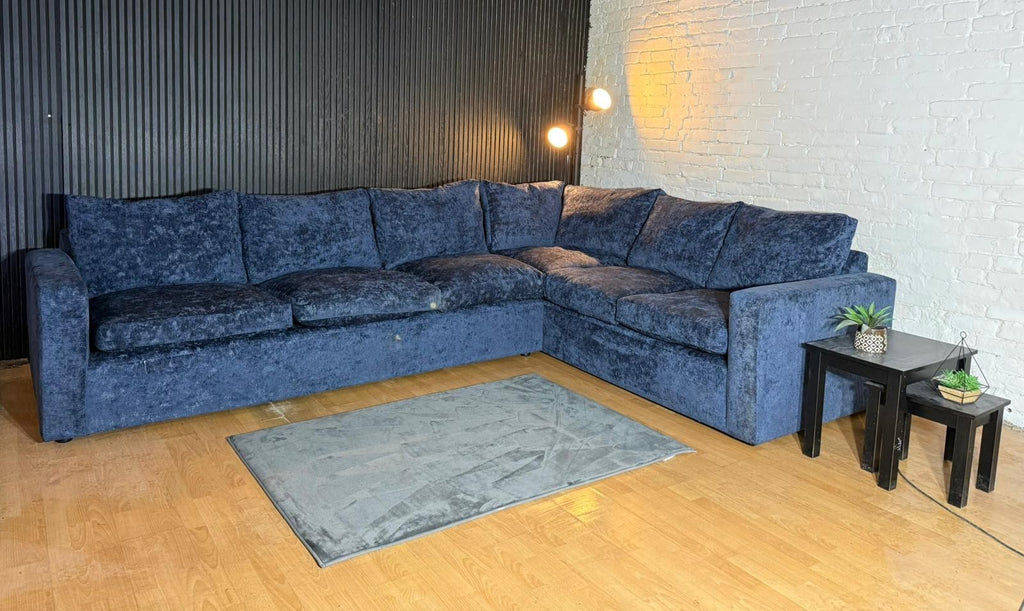 Barker & Stonehouse Artenis Large Corner Sofa – Blue Chenille Fabric
