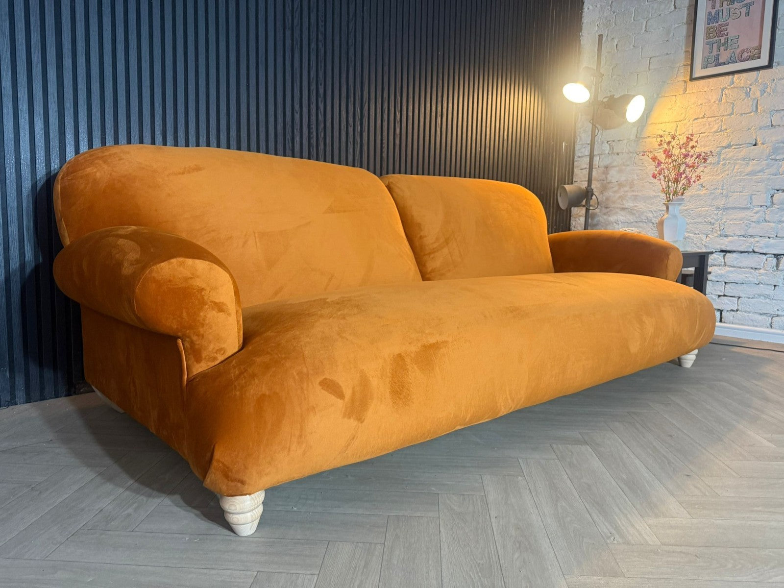 Loaf Soufflé Large 4 Seater Sofa – Bobby Buoy Orange Velvet | RRP £2,995
