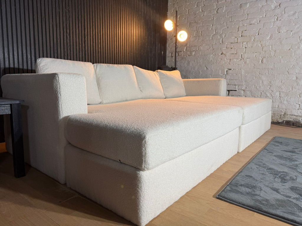 Large Bouclé Four Seater Cinema-Style Sofa