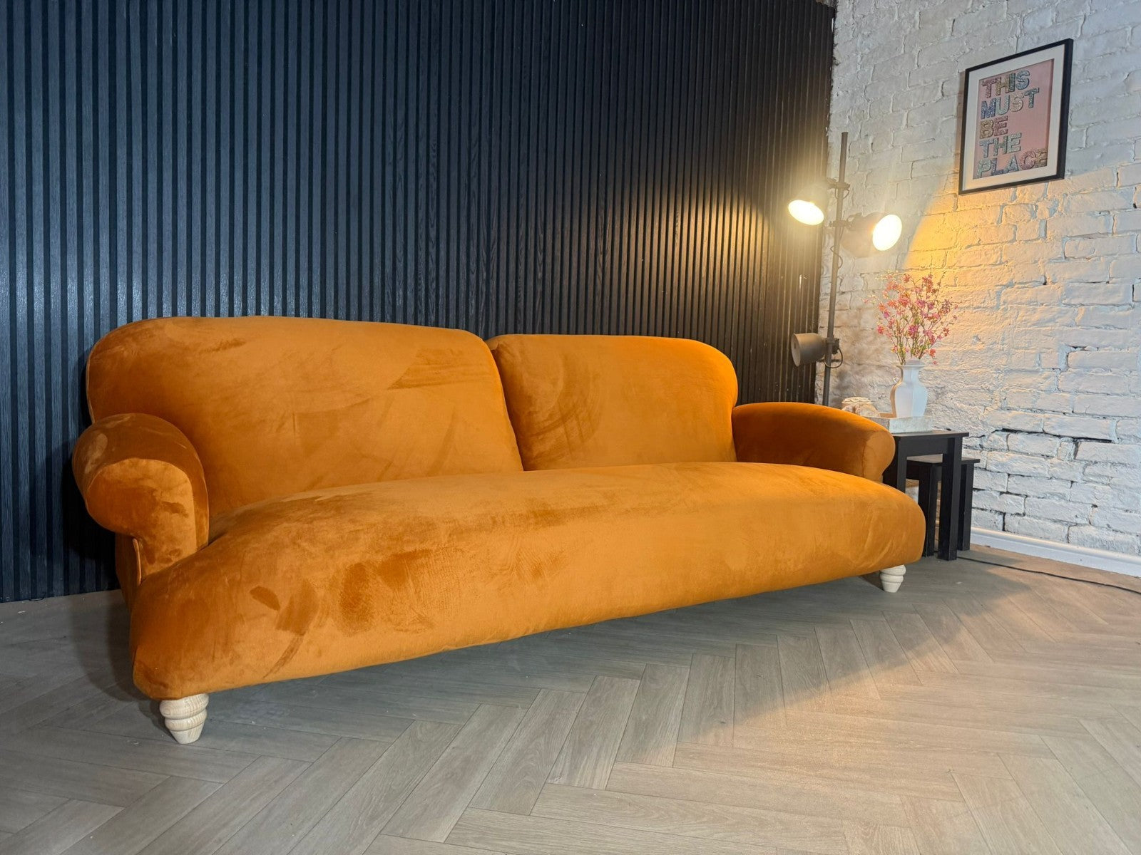 Loaf Soufflé Large 4 Seater Sofa – Bobby Buoy Orange Velvet | RRP £2,995