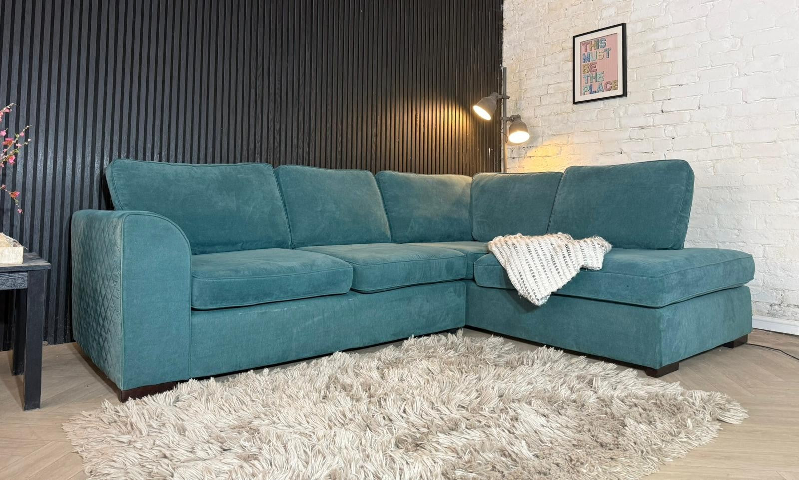 DFS Orka Teal Corner Sofa – 260 x 190cm – Immaculate Condition