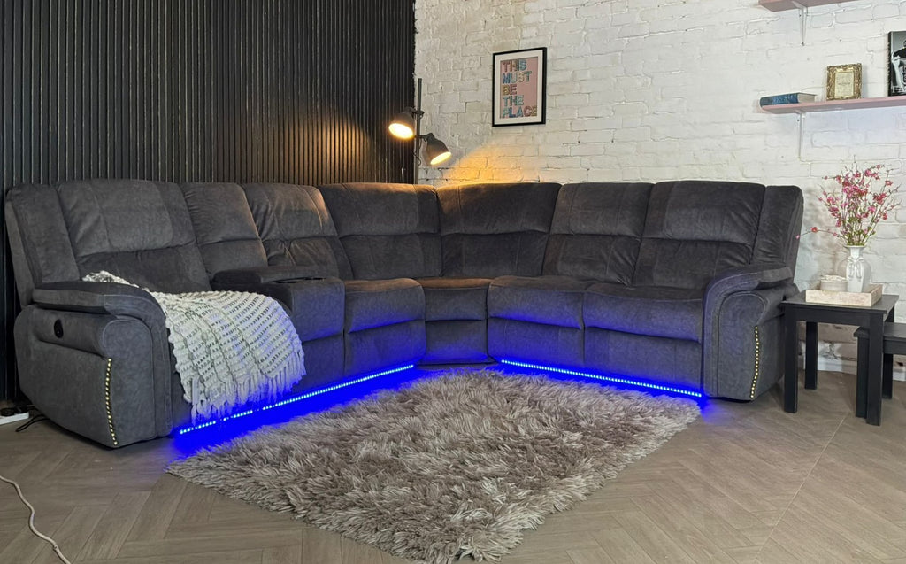 Neon Express Electric Recliner Corner Sofa with LED Lights – RRP £1,999