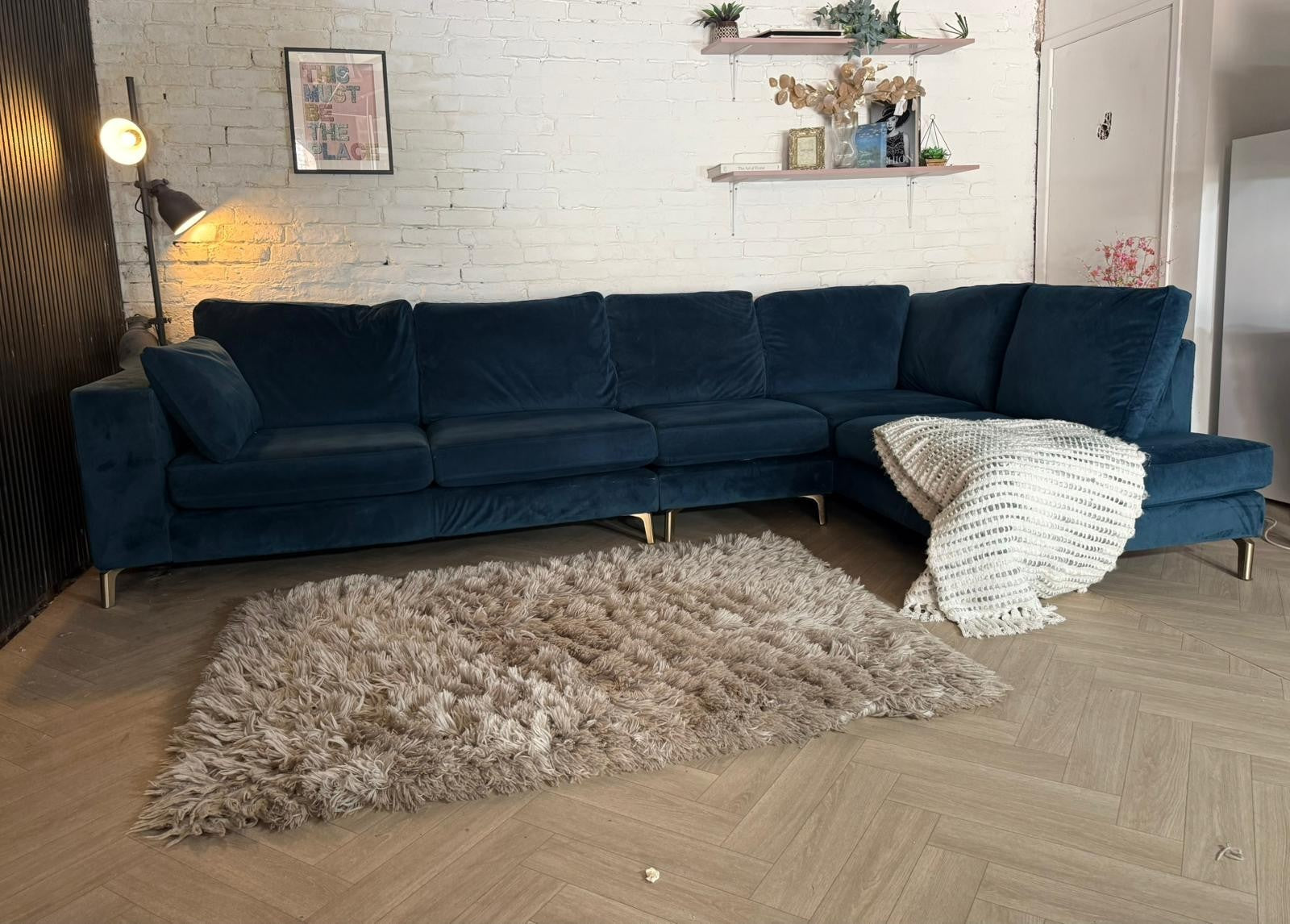 DFS Darcy Navy Plush Corner Sofa – RRP £2,000