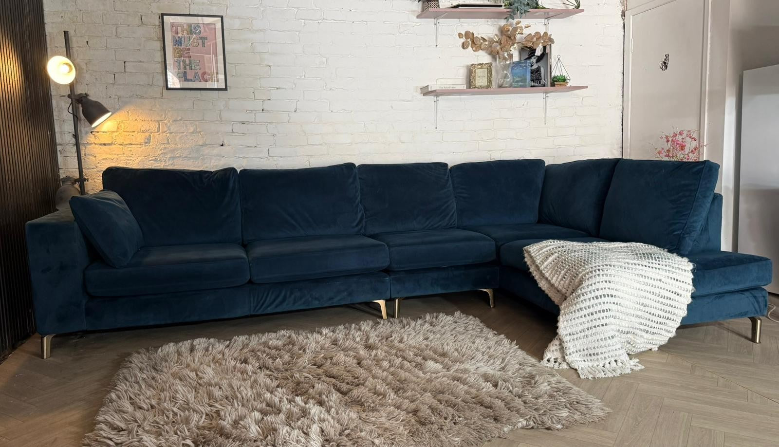 DFS Darcy Navy Plush Corner Sofa – RRP £2,000