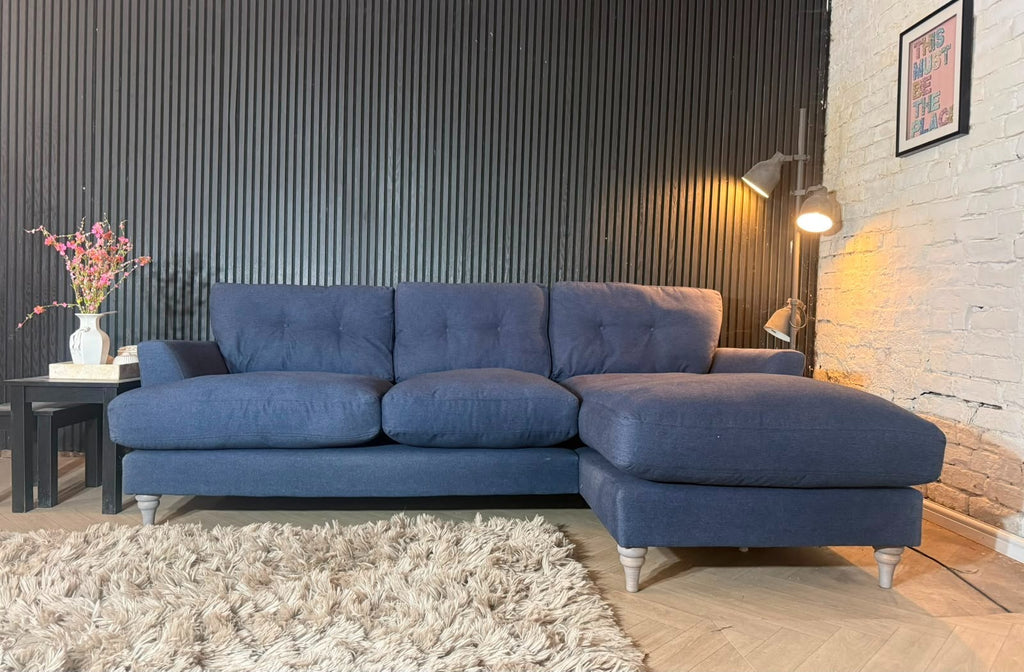 DFS Pattersdale Navy Chaise Sofa | RRP £1,999 | 250 x 165cm