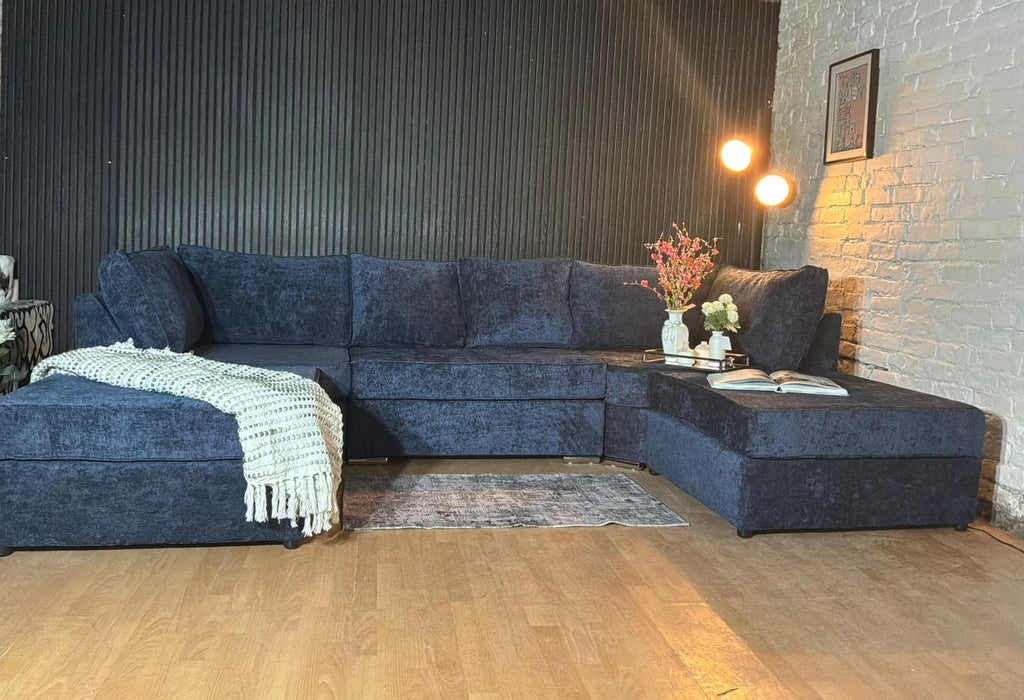 Luxury Navy U-Shape Corner Sofa